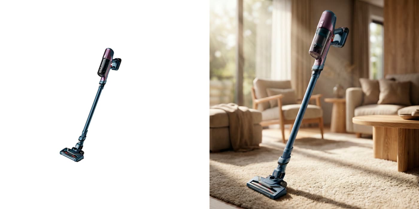 Fotografía de producto profesional de aspirador para catálogo e-commerce