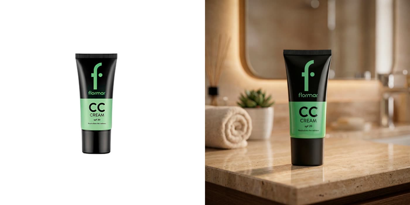 Fotografía mejorada con inteligencia artificial de crema cosmética flormar